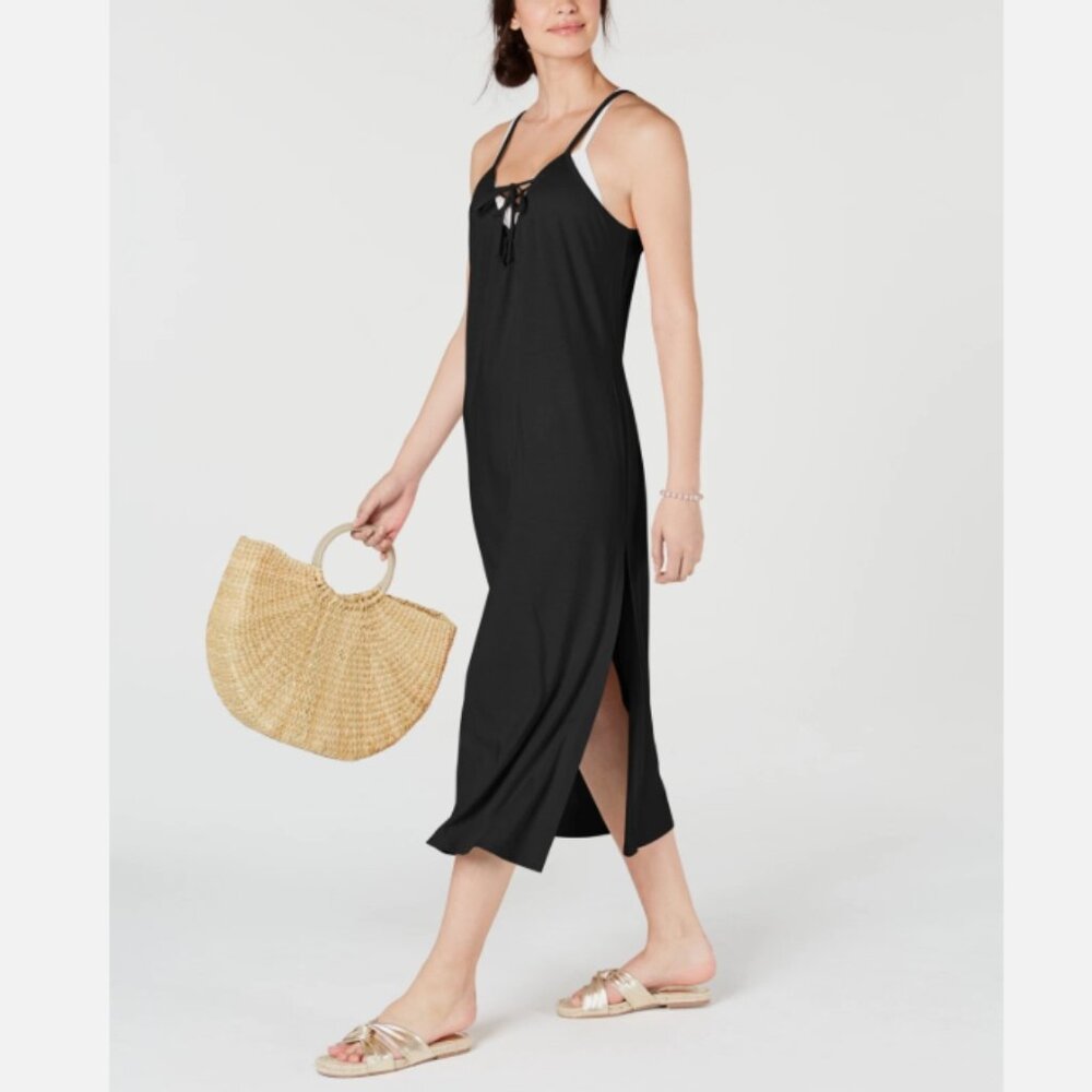 Miken Women's Black Lace-Up Swim Cover-Up S